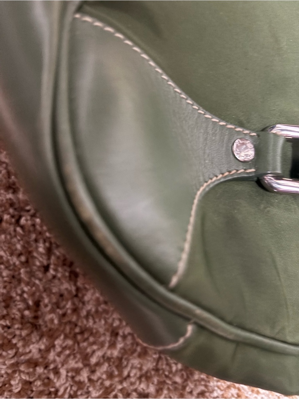 Prada Green Leather and Canvas Hobo with Gold Hardware - Picture 14 of 14